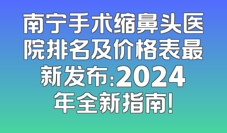南宁手术缩鼻头医院排名及价格表最新发布：2024年全新指南！