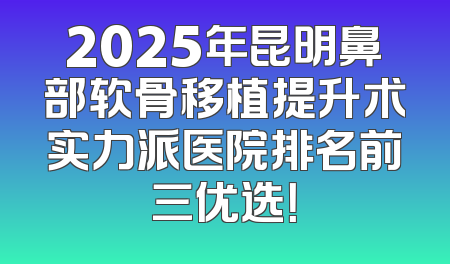 2025年昆明鼻部软骨移植提升术实力派医院排名前三优选！