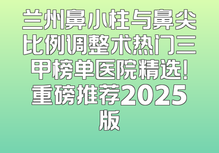 兰州鼻小柱与鼻尖比例调整术热门三甲榜单医院精选！重磅推荐2025版