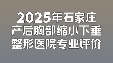 2025年石家庄产后胸部缩小下垂整形医院专业评价