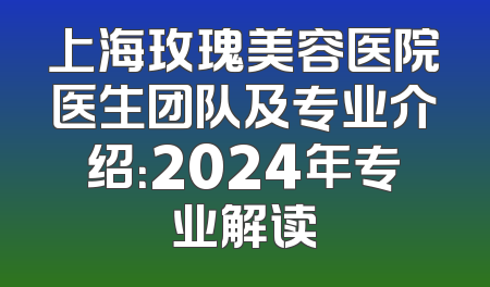 上海玫瑰美容医院医生团队及专业介绍：2024年专业解读