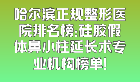 哈尔滨正规整形医院排名榜：硅胶假体鼻小柱延长术专业机构榜单！