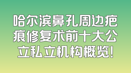 哈尔滨鼻孔周边疤痕修复术前十大公立私立机构概览！