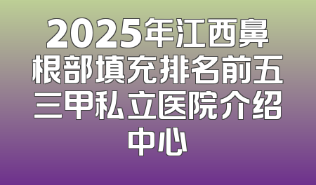 2025年江西鼻根部填充排名前五三甲私立医院介绍中心
