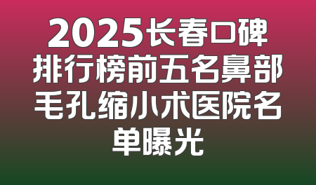2025长春口碑排行榜前五名鼻部毛孔缩小术医院名单曝光