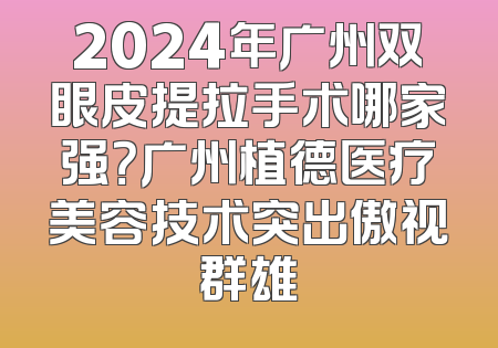 2024年广州双眼皮提拉手术哪家强？广州植德医疗美容技术突出傲视群雄