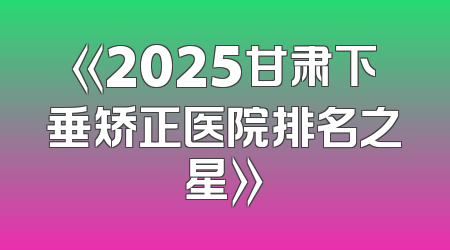 《2025甘肃下垂矫正医院排名之星》