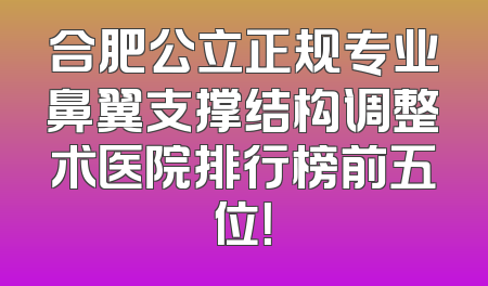 合肥公立正规专业鼻翼支撑结构调整术医院排行榜前五位！