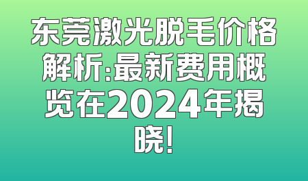 东莞激光脱毛价格解析：最新费用概览在2024年揭晓！