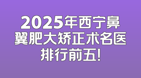 2025年西宁鼻翼肥大矫正术名医排行前五！