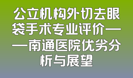 公立机构外切去眼袋手术专业评价——南通医院优劣分析与展望
