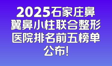 2025石家庄鼻翼鼻小柱联合整形医院排名前五榜单公布！