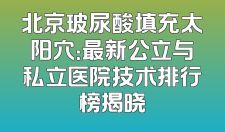 北京玻尿酸填充太阳穴：最新公立与私立医院技术排行榜揭晓