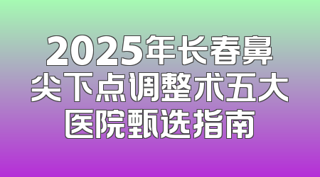 2025年长春鼻尖下点调整术五大医院甄选指南