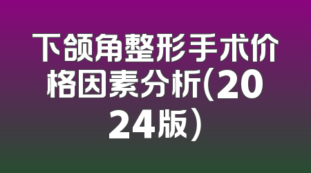 下颌角整形手术价格因素分析（2024版）