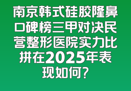 南京韩式硅胶隆鼻口碑榜三甲对决民营整形医院实力比拼在2025年表现如何？