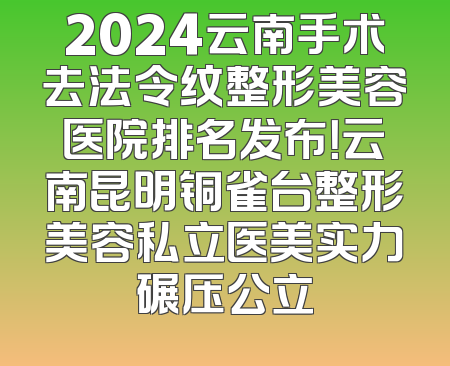 2024云南手术去法令纹整形美容医院排名发布！云南昆明铜雀台整形美容私立医美实力碾压公立