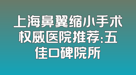 上海鼻翼缩小手术权威医院推荐：五佳口碑院所