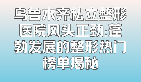 乌鲁木齐私立整形医院风头正劲：蓬勃发展的整形热门榜单揭秘