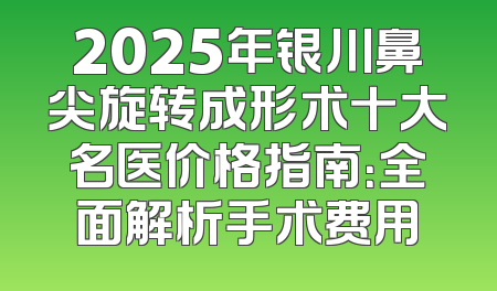 2025年银川鼻尖旋转成形术十大名医价格指南：全面解析手术费用