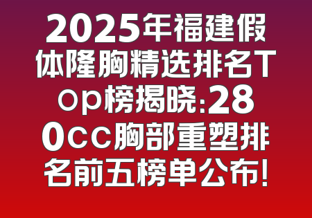 2025年福建假体隆胸精选排名Top榜揭晓：280cc胸部重塑排名前五榜单公布！