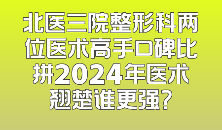 北医三院整形科两位医术高手口碑比拼2024年医术翘楚谁更强？