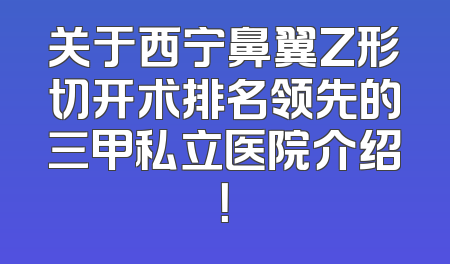 关于西宁鼻翼Z形切开术排名领先的三甲私立医院介绍！