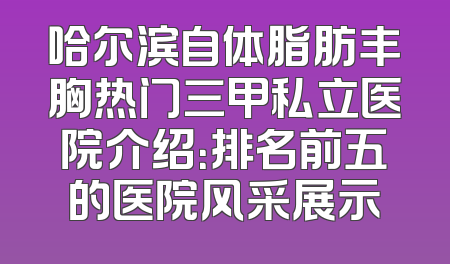 哈尔滨自体脂肪丰胸热门三甲私立医院介绍：排名前五的医院风采展示
