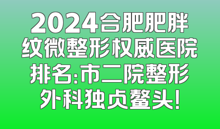 2024合肥肥胖纹微整形权威医院排名：市二院整形外科独占鳌头！