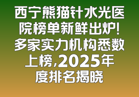 西宁熊猫针水光医院榜单新鲜出炉！多家实力机构悉数上榜，2025年度排名揭晓