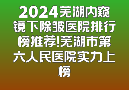 2024芜湖内窥镜下除皱医院排行榜推荐！芜湖市第六人民医院实力上榜