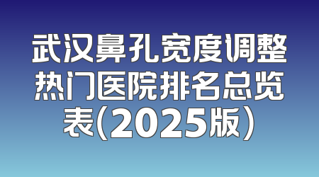 武汉鼻孔宽度调整热门医院排名总览表（2025版）