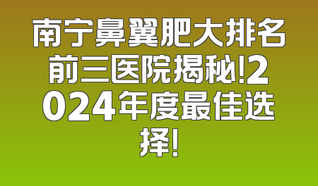 南宁鼻翼肥大排名前三医院揭秘！2024年度最佳选择！