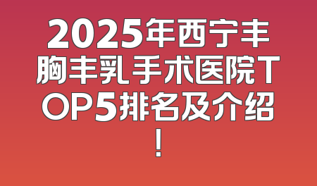 2025年西宁丰胸丰乳手术医院TOP5排名及介绍！