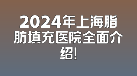 2024年上海脂肪填充医院全面介绍！
