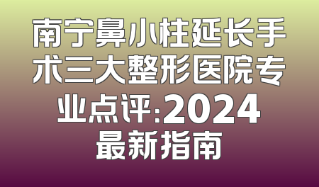 南宁鼻小柱延长手术三大整形医院专业点评：2024最新指南