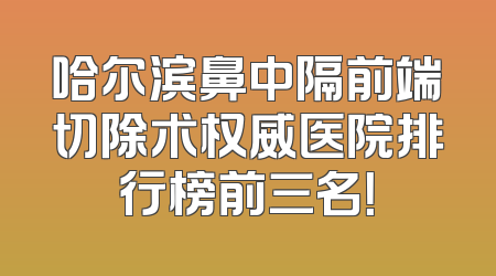 哈尔滨鼻中隔前端切除术权威医院排行榜前三名！