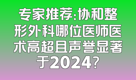 专家推荐：协和整形外科哪位医师医术高超且声誉显著于2024？