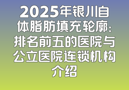 2025年银川自体脂肪填充轮廓：排名前五的医院与公立医院连锁机构介绍