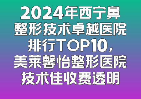 2024年西宁鼻整形技术卓越医院排行TOP10，美莱馨怡整形医院技术佳收费透明