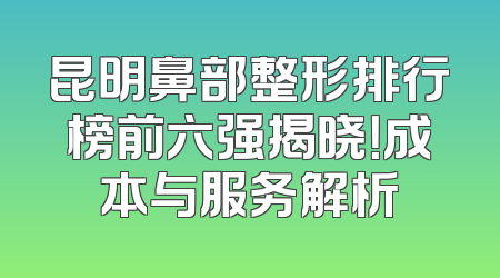 昆明鼻部整形排行榜前六强揭晓！成本与服务解析