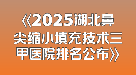 《2025湖北鼻尖缩小填充技术三甲医院排名公布》