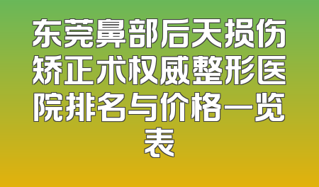 东莞鼻部后天损伤矫正术权威整形医院排名与价格一览表