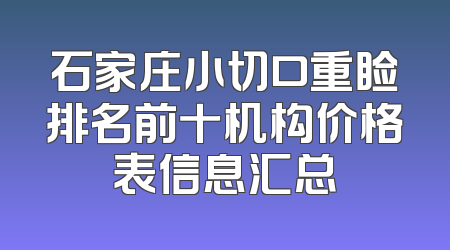 石家庄小切口重睑排名前十机构价格表信息汇总