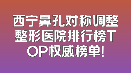 西宁鼻孔对称调整整形医院排行榜TOP权威榜单！