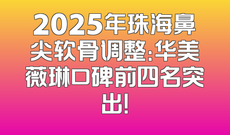 2025年珠海鼻尖软骨调整：华美薇琳口碑前四名突出！