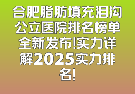 合肥脂肪填充泪沟公立医院排名榜单全新发布！实力详解2025实力排名！
