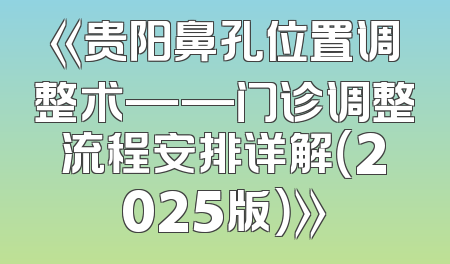 《贵阳鼻孔位置调整术——门诊调整流程安排详解（2025版）》