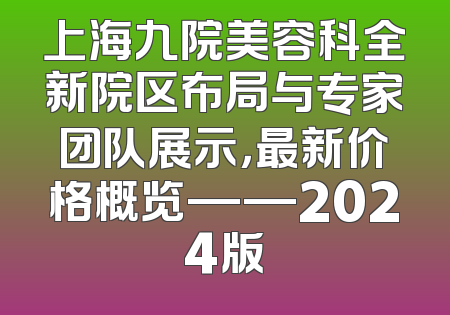 上海九院美容科全新院区布局与专家团队展示，最新价格概览——2024版