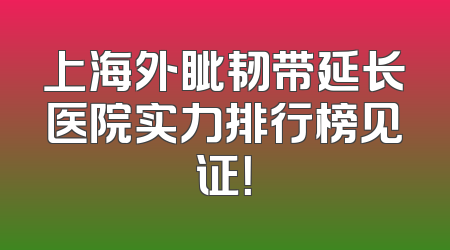 上海外眦韧带延长医院实力排行榜见证！